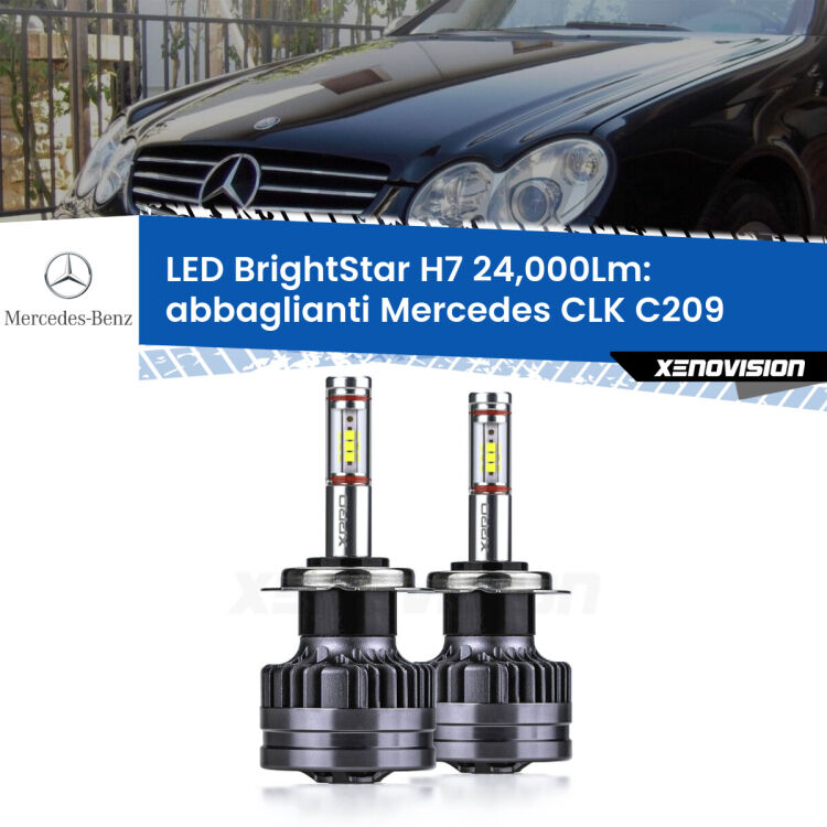 <strong>Kit LED abbaglianti per Mercedes CLK</strong> C209 2002 -2009. </strong>Include due lampade Canbus H7 Brightstar da 24,000 Lumen. Qualità Massima.