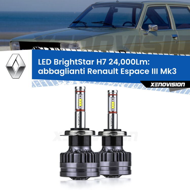 <strong>Kit LED abbaglianti per Renault Espace III</strong> Mk3 2000 -2002. </strong>Include due lampade Canbus H7 Brightstar da 24,000 Lumen. Qualità Massima.