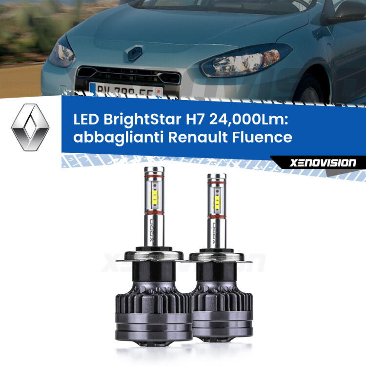 <strong>Kit LED abbaglianti per Renault Fluence</strong>  2010 -2015. </strong>Include due lampade Canbus H7 Brightstar da 24,000 Lumen. Qualità Massima.