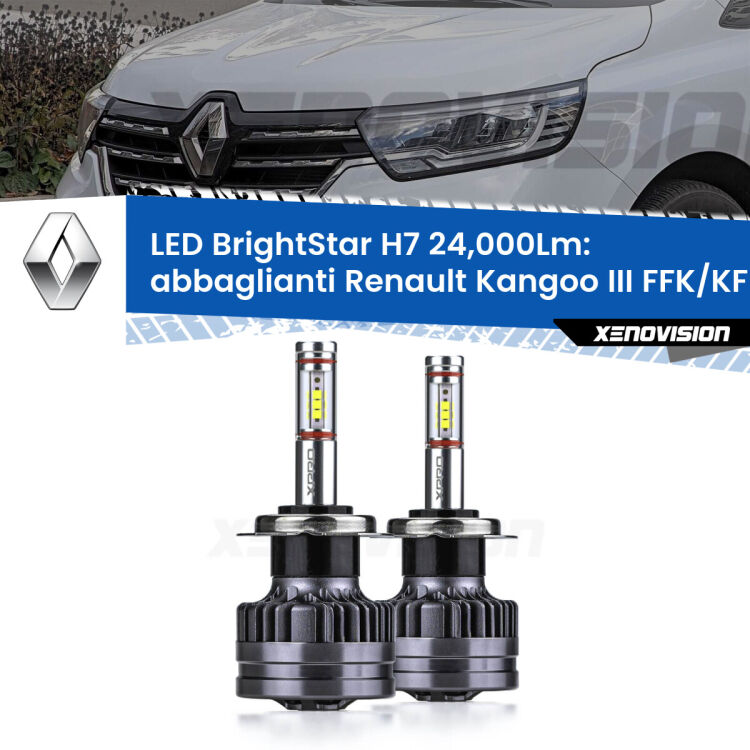 <strong>Kit LED abbaglianti per Renault Kangoo III</strong> FFK/KFK 2021 in poi. </strong>Include due lampade Canbus H7 Brightstar da 24,000 Lumen. Qualità Massima.