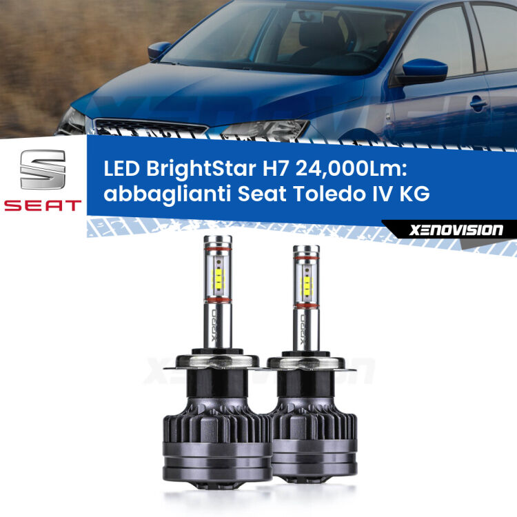 <strong>Kit LED abbaglianti per Seat Toledo IV</strong> KG 2012 -2019. </strong>Include due lampade Canbus H7 Brightstar da 24,000 Lumen. Qualità Massima.