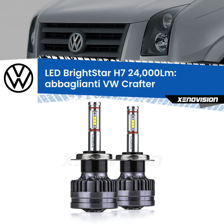 <strong>Kit LED abbaglianti per VW Crafter</strong>  2006 -2016. </strong>Include due lampade Canbus H7 Brightstar da 24,000 Lumen. Qualità Massima.