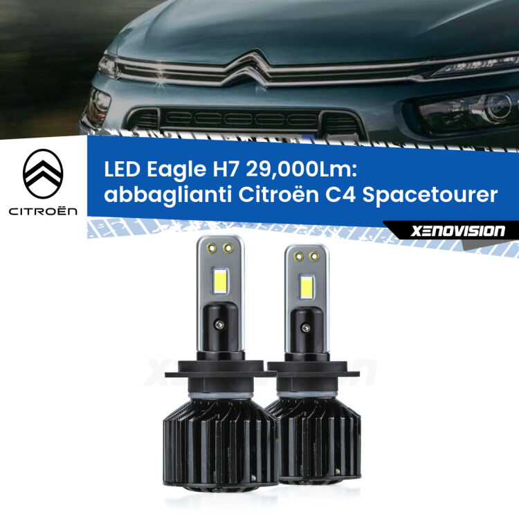 <strong>Kit abbaglianti LED specifico per Citroën C4 Spacetourer</strong>  2018 in poi. Lampade <strong>H7</strong> Canbus da 29.000Lumen di luminosità modello Eagle Xenovision.