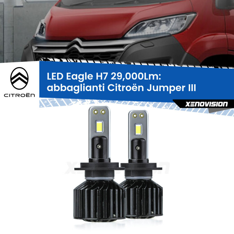 <strong>Kit abbaglianti LED specifico per Citroën Jumper</strong> III in poi. Lampade <strong>H7</strong> Canbus da 29.000Lumen di luminosità modello Eagle Xenovision.