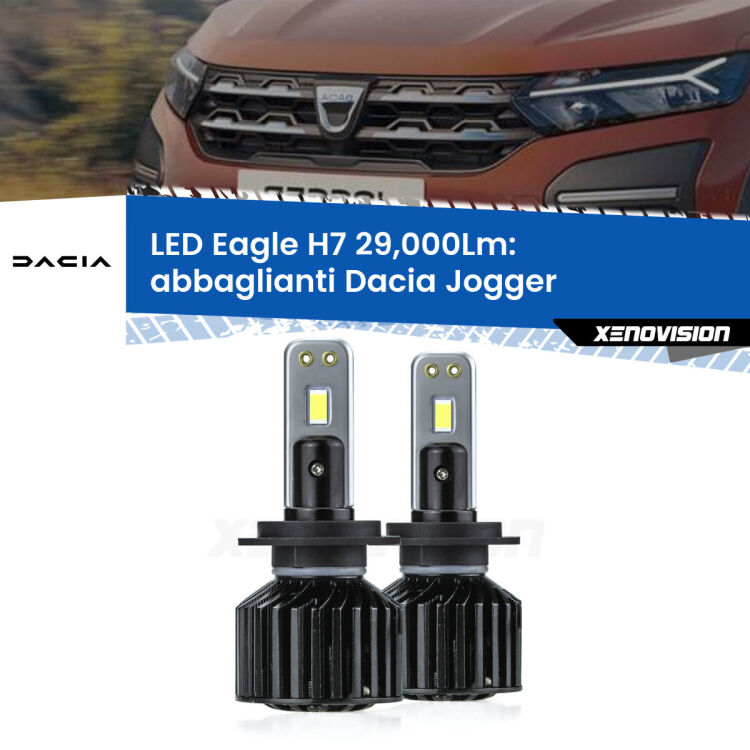 <strong>Kit abbaglianti LED specifico per Dacia Jogger</strong>  con fari led. Lampade <strong>H7</strong> Canbus da 29.000Lumen di luminosità modello Eagle Xenovision.