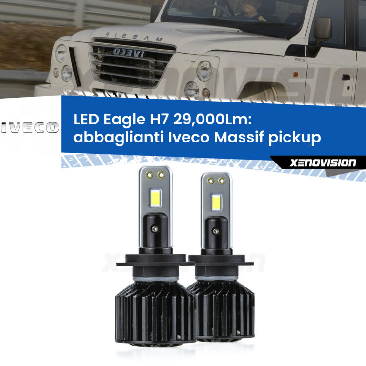 <strong>Kit abbaglianti LED specifico per Iveco Massif pickup</strong>  2008 -2011. Lampade <strong>H7</strong> Canbus da 29.000Lumen di luminosità modello Eagle Xenovision.