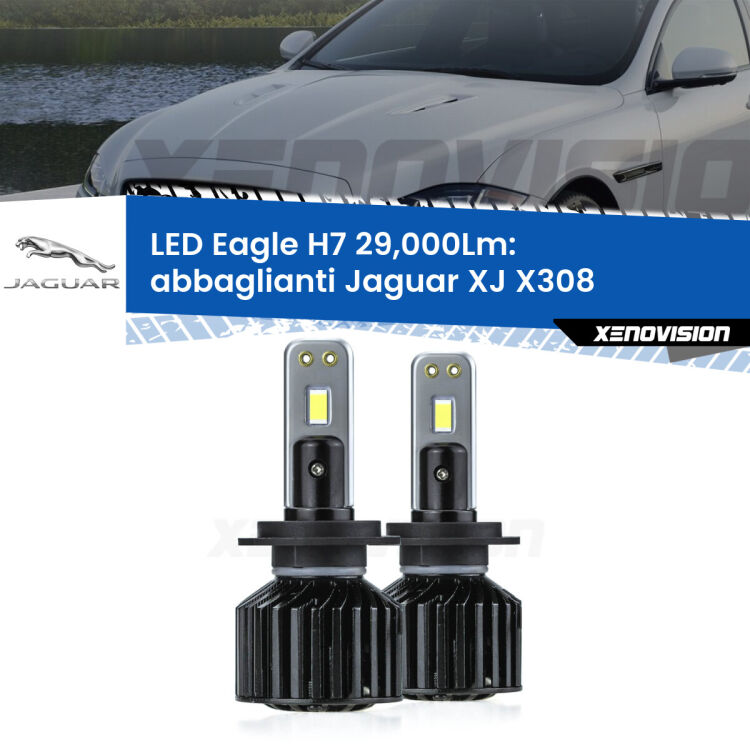 <strong>Kit abbaglianti LED specifico per Jaguar XJ</strong> X308 1997 -2003. Lampade <strong>H7</strong> Canbus da 29.000Lumen di luminosità modello Eagle Xenovision.