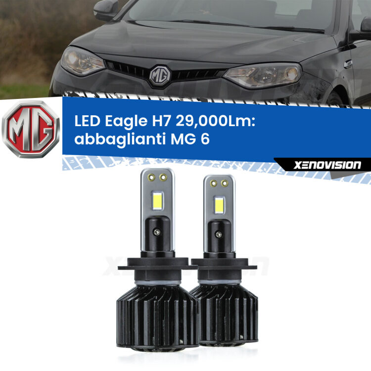 <strong>Kit abbaglianti LED specifico per MG 6</strong>  2010 in poi. Lampade <strong>H7</strong> Canbus da 29.000Lumen di luminosità modello Eagle Xenovision.