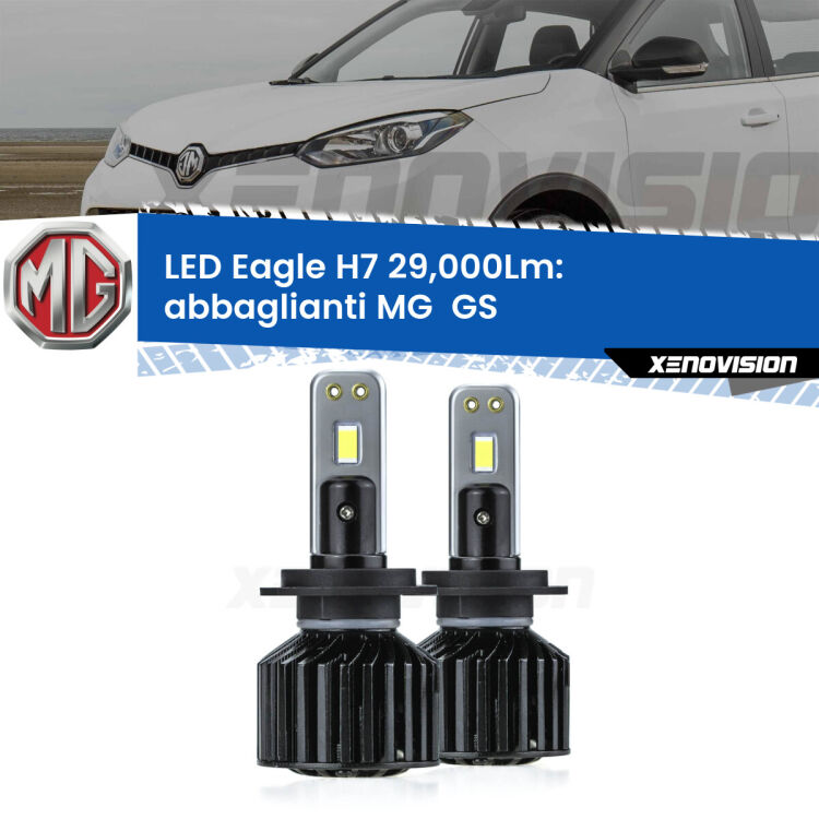 <strong>Kit abbaglianti LED specifico per MG  GS</strong>  2016 -2019. Lampade <strong>H7</strong> Canbus da 29.000Lumen di luminosità modello Eagle Xenovision.