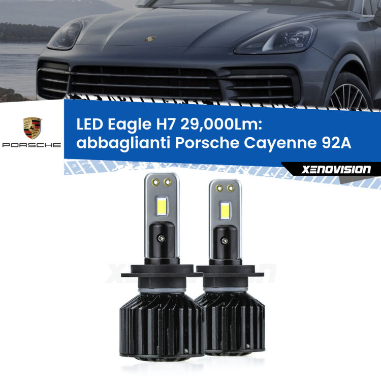 <strong>Kit abbaglianti LED specifico per Porsche Cayenne</strong> 92A 2010 in poi. Lampade <strong>H7</strong> Canbus da 29.000Lumen di luminosità modello Eagle Xenovision.