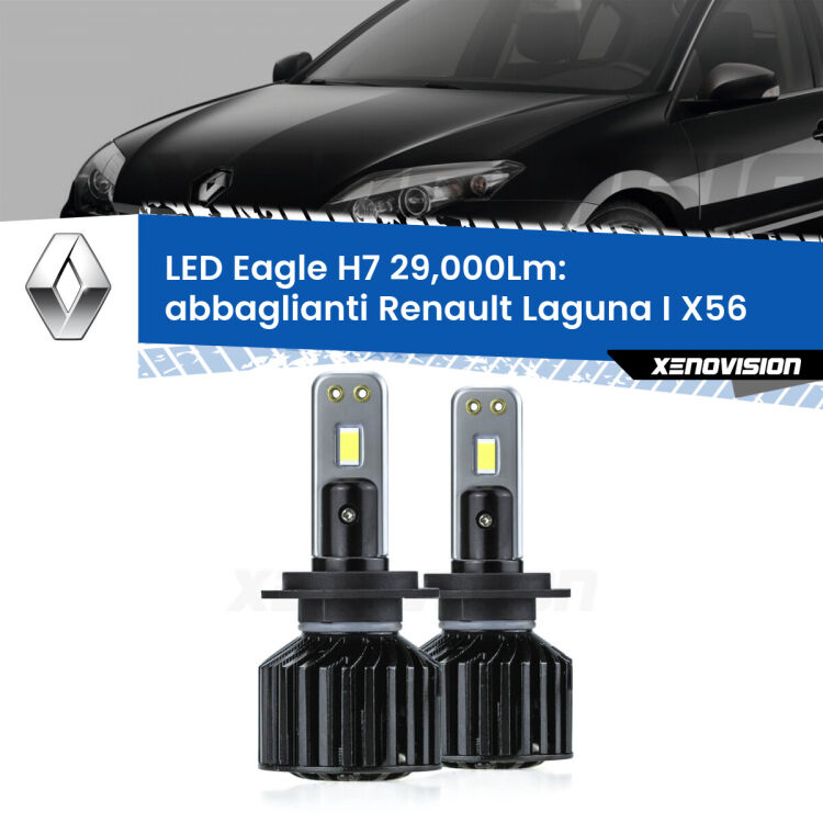 <strong>Kit abbaglianti LED specifico per Renault Laguna I</strong> X56 1998 -1999. Lampade <strong>H7</strong> Canbus da 29.000Lumen di luminosità modello Eagle Xenovision.