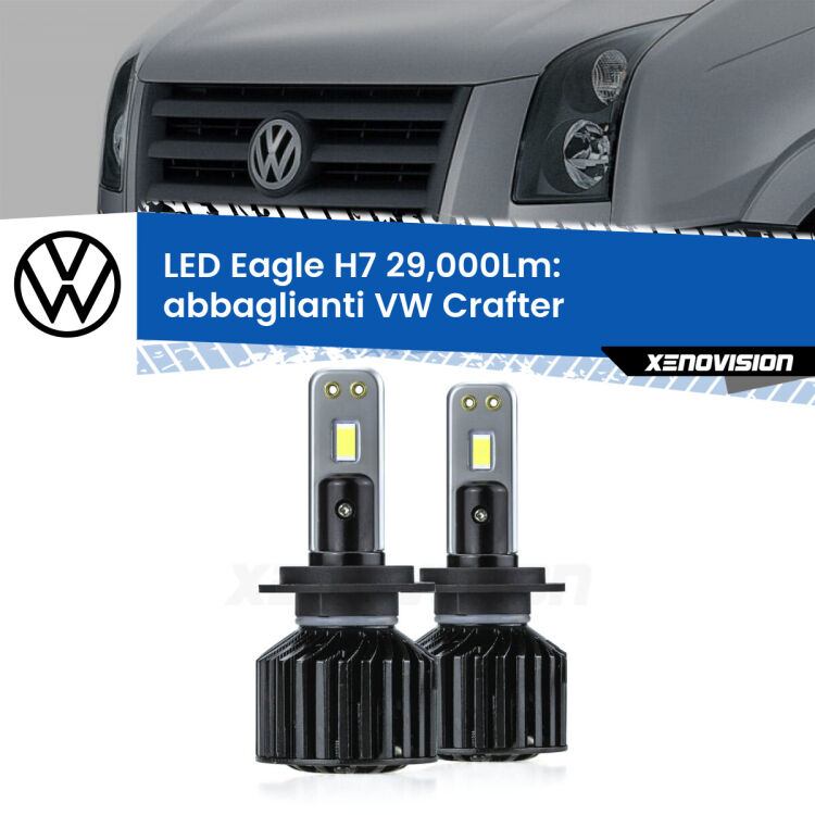 <strong>Kit abbaglianti LED specifico per VW Crafter</strong>  2006-2016. Lampade <strong>H7</strong> Canbus da 29.000Lumen di luminosità modello Eagle Xenovision.