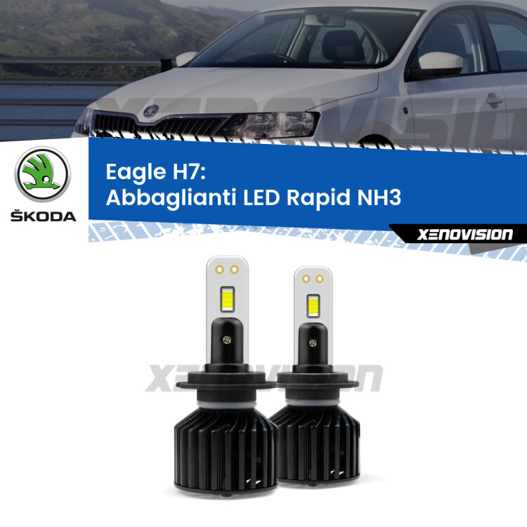 <strong>Kit abbaglianti LED specifico per Skoda Rapid</strong> NH3 2017 -2021. Lampade <strong>H7</strong> Canbus da 29.000Lumen di luminosità modello Eagle Xenovision.