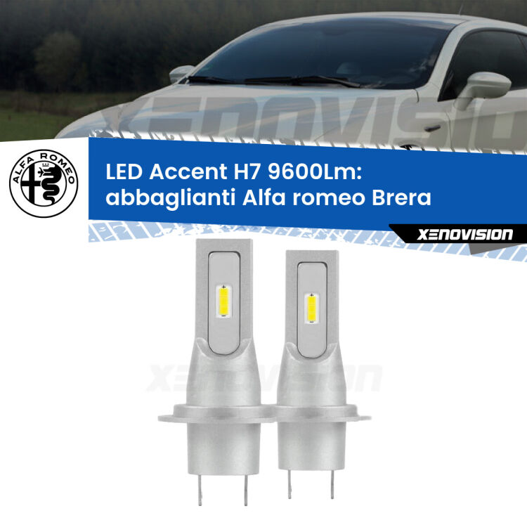 <strong>Kit LED Abbaglianti per Alfa romeo Brera</strong>  2006 -2010.</strong> Coppia lampade <strong>H7</strong> senza ventola e ultracompatte per installazioni in fari senza spazi.