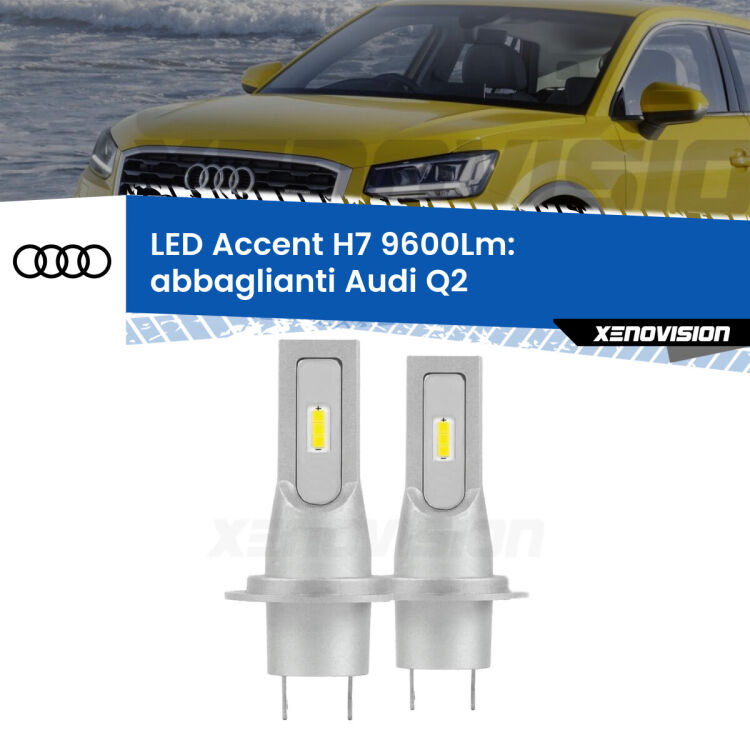 <strong>Kit LED Abbaglianti per Audi Q2</strong>  2016-2018.</strong> Coppia lampade <strong>H7</strong> senza ventola e ultracompatte per installazioni in fari senza spazi.