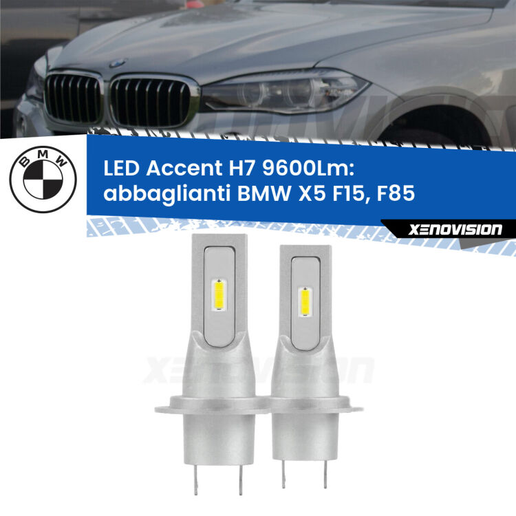 <strong>Kit LED Abbaglianti per BMW X5</strong> F15, F85 2014 -2018.</strong> Coppia lampade <strong>H7</strong> senza ventola e ultracompatte per installazioni in fari senza spazi.