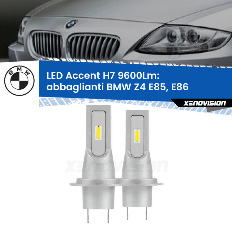 <strong>Kit LED Abbaglianti per BMW Z4</strong> E85, E86 2003 -2008.</strong> Coppia lampade <strong>H7</strong> senza ventola e ultracompatte per installazioni in fari senza spazi.