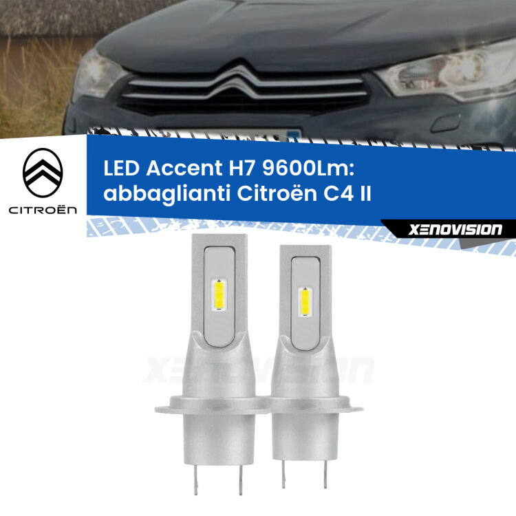 <strong>Kit LED Abbaglianti per Citroën C4</strong> II restyling.</strong> Coppia lampade <strong>H7</strong> senza ventola e ultracompatte per installazioni in fari senza spazi.