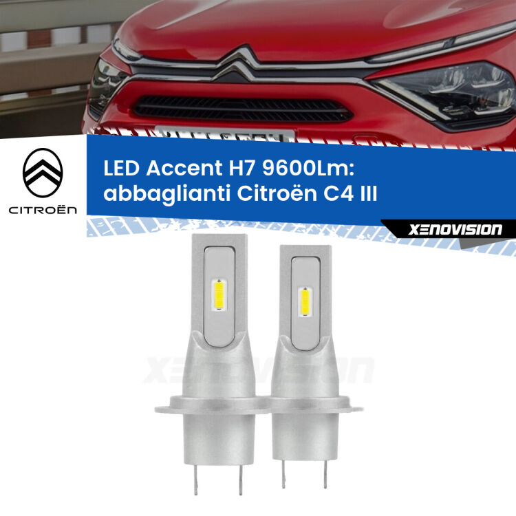 <strong>Kit LED Abbaglianti per Citroën C4</strong> III 2020 in poi.</strong> Coppia lampade <strong>H7</strong> senza ventola e ultracompatte per installazioni in fari senza spazi.