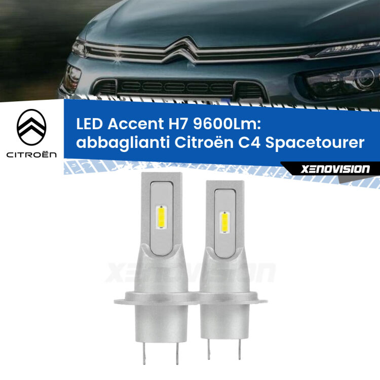 <strong>Kit LED Abbaglianti per Citroën C4 Spacetourer</strong>  2018 in poi.</strong> Coppia lampade <strong>H7</strong> senza ventola e ultracompatte per installazioni in fari senza spazi.