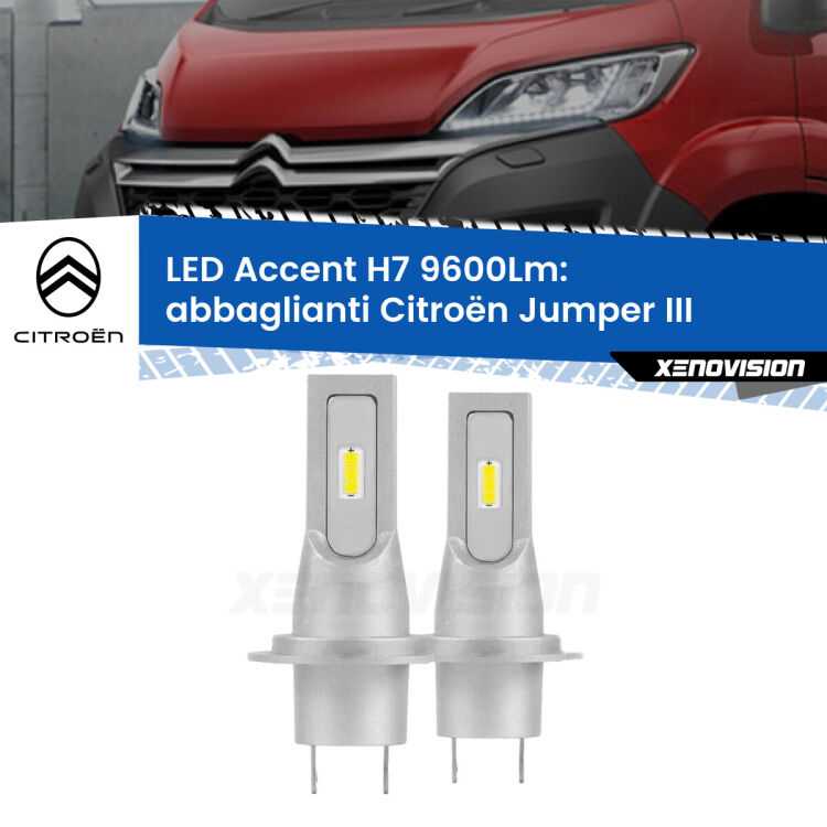 <strong>Kit LED Abbaglianti per Citroën Jumper</strong> III in poi.</strong> Coppia lampade <strong>H7</strong> senza ventola e ultracompatte per installazioni in fari senza spazi.