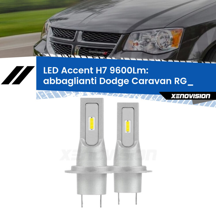 <strong>Kit LED Abbaglianti per Dodge Caravan</strong> RG_ 2000 -2007.</strong> Coppia lampade <strong>H7</strong> senza ventola e ultracompatte per installazioni in fari senza spazi.