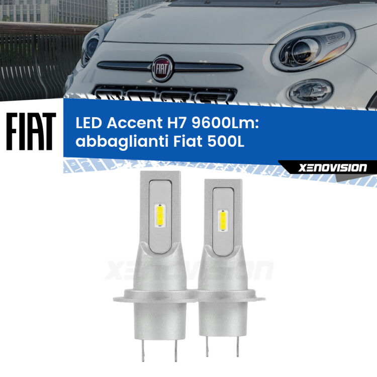 <strong>Kit LED Abbaglianti per Fiat 500L</strong>  2012 -2018.</strong> Coppia lampade <strong>H7</strong> senza ventola e ultracompatte per installazioni in fari senza spazi.