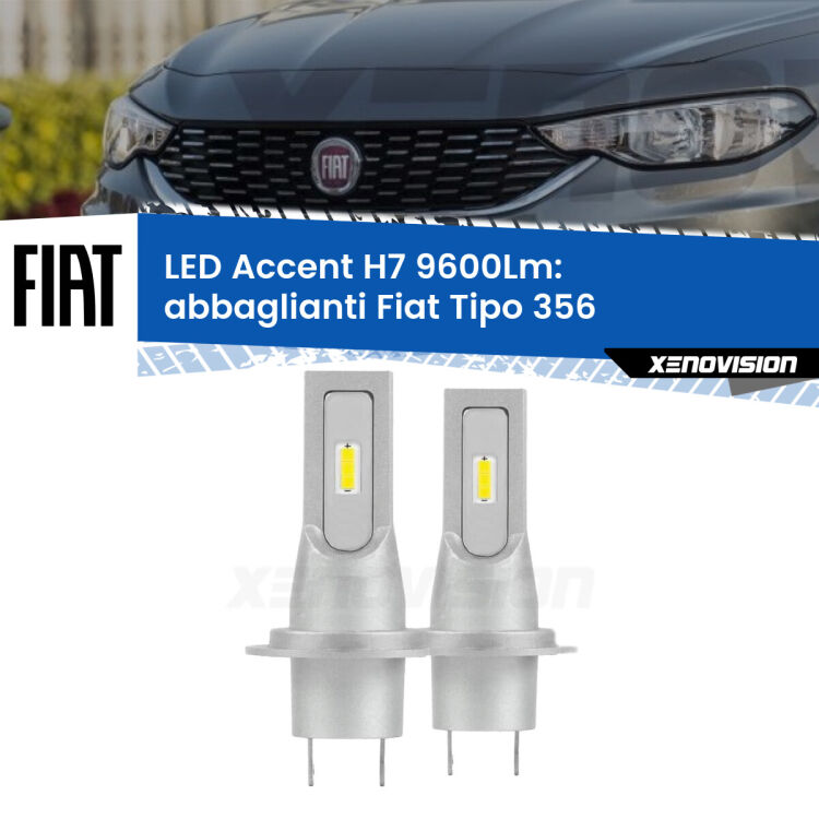 <strong>Kit LED Abbaglianti per Fiat Tipo</strong> 356 fari lenticolari.</strong> Coppia lampade <strong>H7</strong> senza ventola e ultracompatte per installazioni in fari senza spazi.