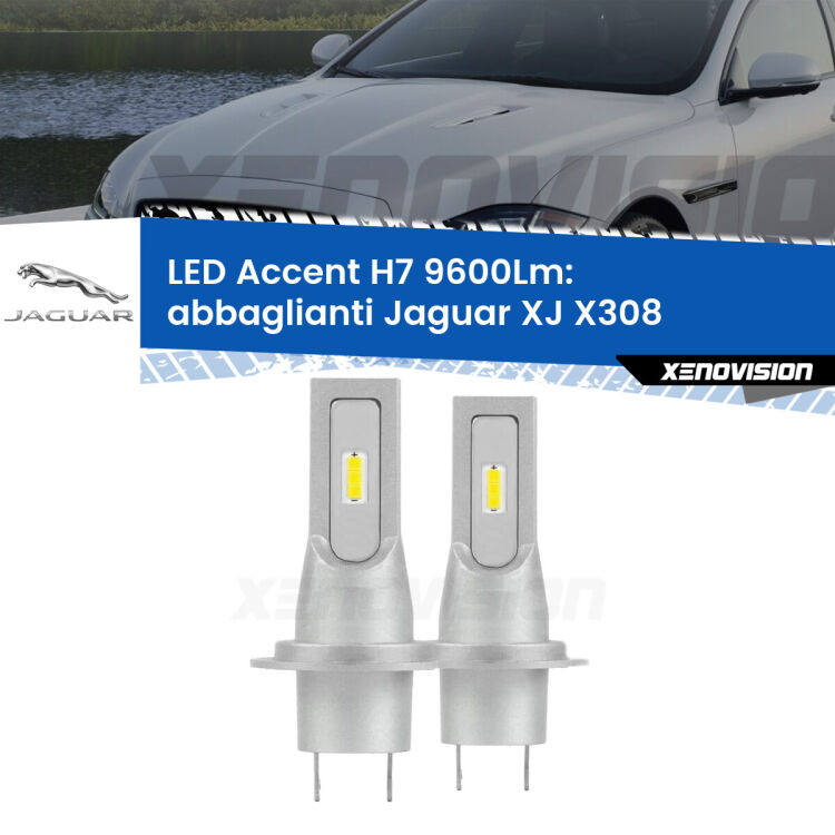 <strong>Kit LED Abbaglianti per Jaguar XJ</strong> X308 1997 -2003.</strong> Coppia lampade <strong>H7</strong> senza ventola e ultracompatte per installazioni in fari senza spazi.