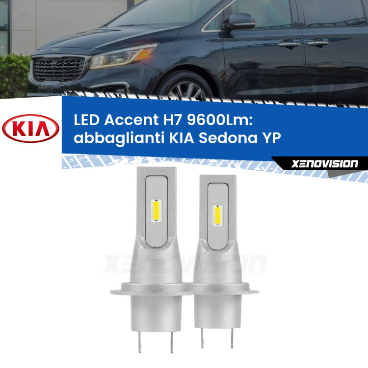 <strong>Kit LED Abbaglianti per KIA Sedona</strong> YP 2014 -2018.</strong> Coppia lampade <strong>H7</strong> senza ventola e ultracompatte per installazioni in fari senza spazi.