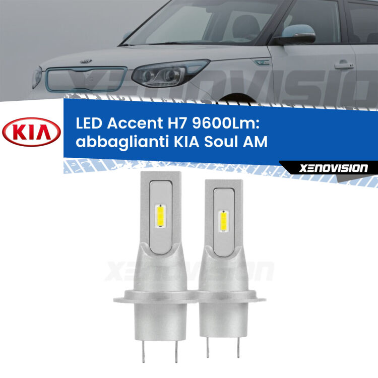 <strong>Kit LED Abbaglianti per KIA Soul</strong> AM 2012 -2014.</strong> Coppia lampade <strong>H7</strong> senza ventola e ultracompatte per installazioni in fari senza spazi.