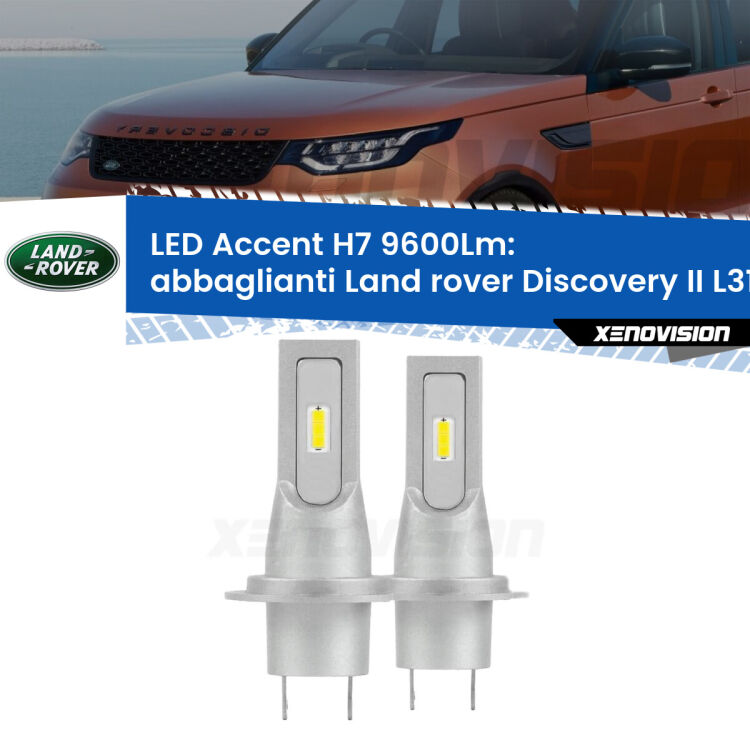 <strong>Kit LED Abbaglianti per Land rover Discovery II</strong> L318 1998 -2004.</strong> Coppia lampade <strong>H7</strong> senza ventola e ultracompatte per installazioni in fari senza spazi.