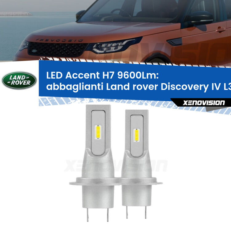 <strong>Kit LED Abbaglianti per Land rover Discovery IV</strong> L319 2009 -2015.</strong> Coppia lampade <strong>H7</strong> senza ventola e ultracompatte per installazioni in fari senza spazi.