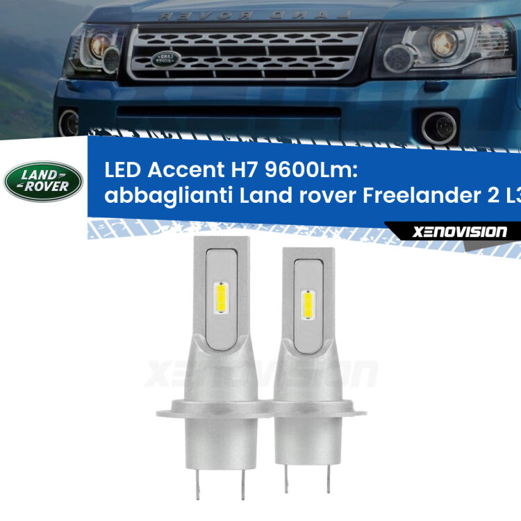 <strong>Kit LED Abbaglianti per Land rover Freelander 2</strong> L359 2006 -2012.</strong> Coppia lampade <strong>H7</strong> senza ventola e ultracompatte per installazioni in fari senza spazi.