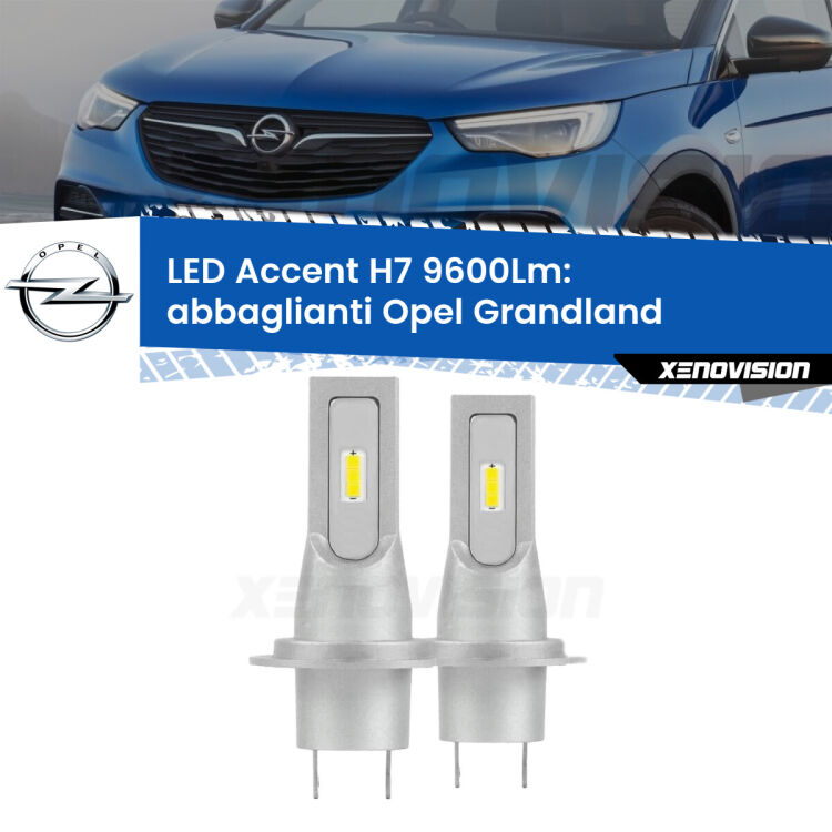 <strong>Kit LED Abbaglianti per Opel Grandland</strong>  2017 in poi.</strong> Coppia lampade <strong>H7</strong> senza ventola e ultracompatte per installazioni in fari senza spazi.