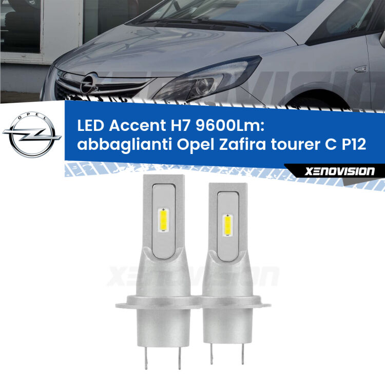 <strong>Kit LED Abbaglianti per Opel Zafira tourer C</strong> P12 2017 -2019.</strong> Coppia lampade <strong>H7</strong> senza ventola e ultracompatte per installazioni in fari senza spazi.