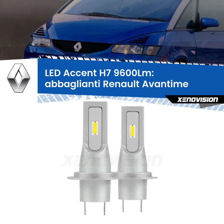 <strong>Kit LED Abbaglianti per Renault Avantime</strong>  2001 -2003.</strong> Coppia lampade <strong>H7</strong> senza ventola e ultracompatte per installazioni in fari senza spazi.