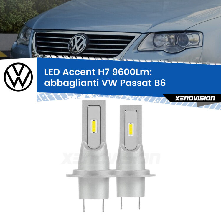 <strong>Kit LED Abbaglianti per VW Passat</strong> B6 2005 -2010.</strong> Coppia lampade <strong>H7</strong> senza ventola e ultracompatte per installazioni in fari senza spazi.