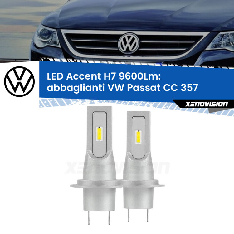 <strong>Kit LED Abbaglianti per VW Passat CC</strong> 357 2008 -2012.</strong> Coppia lampade <strong>H7</strong> senza ventola e ultracompatte per installazioni in fari senza spazi.