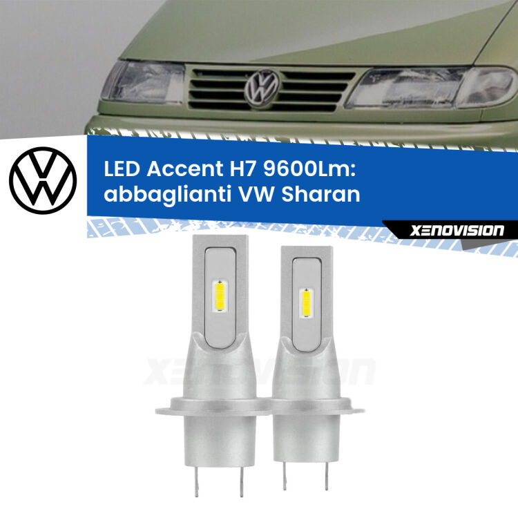 <strong>Kit LED Abbaglianti per VW Sharan</strong>  con fari Xenon.</strong> Coppia lampade <strong>H7</strong> senza ventola e ultracompatte per installazioni in fari senza spazi.