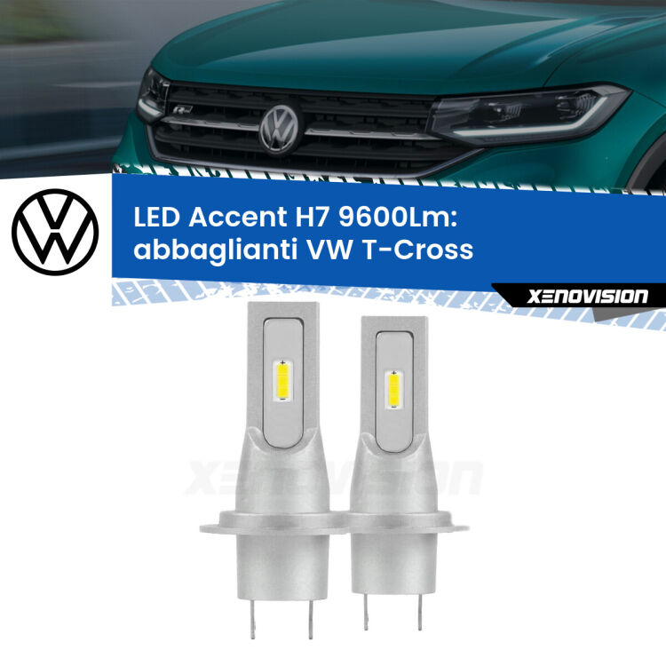 <strong>Kit LED Abbaglianti per VW T-Cross</strong>  in poi.</strong> Coppia lampade <strong>H7</strong> senza ventola e ultracompatte per installazioni in fari senza spazi.