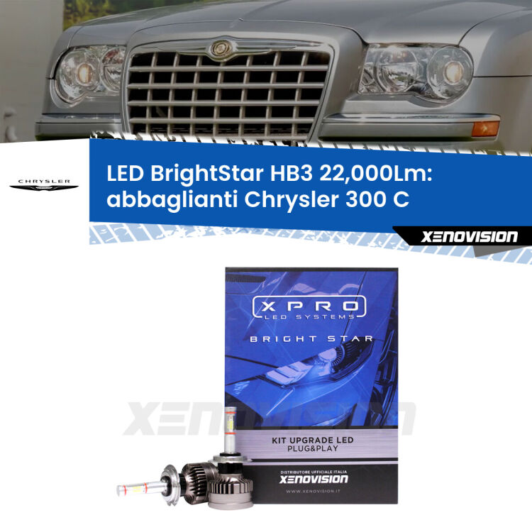 <strong>Kit LED abbaglianti per Chrysler 300 C</strong>  2004-2012. </strong>Due lampade Canbus HB3 Brightstar da 22,000 Lumen. Qualità Massima.