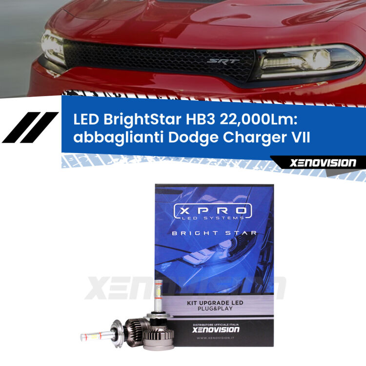 <strong>Kit LED abbaglianti per Dodge Charger</strong> VII 2011 -2014. </strong>Due lampade Canbus HB3 Brightstar da 22,000 Lumen. Qualità Massima.