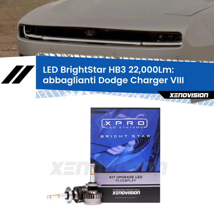 <strong>Kit LED abbaglianti per Dodge Charger</strong> VIII 2024 in poi. </strong>Due lampade Canbus HB3 Brightstar da 22,000 Lumen. Qualità Massima.