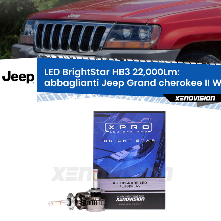 <strong>Kit LED abbaglianti per Jeep Grand cherokee II</strong> WJ, WG 1999 -2004. </strong>Due lampade Canbus HB3 Brightstar da 22,000 Lumen. Qualità Massima.