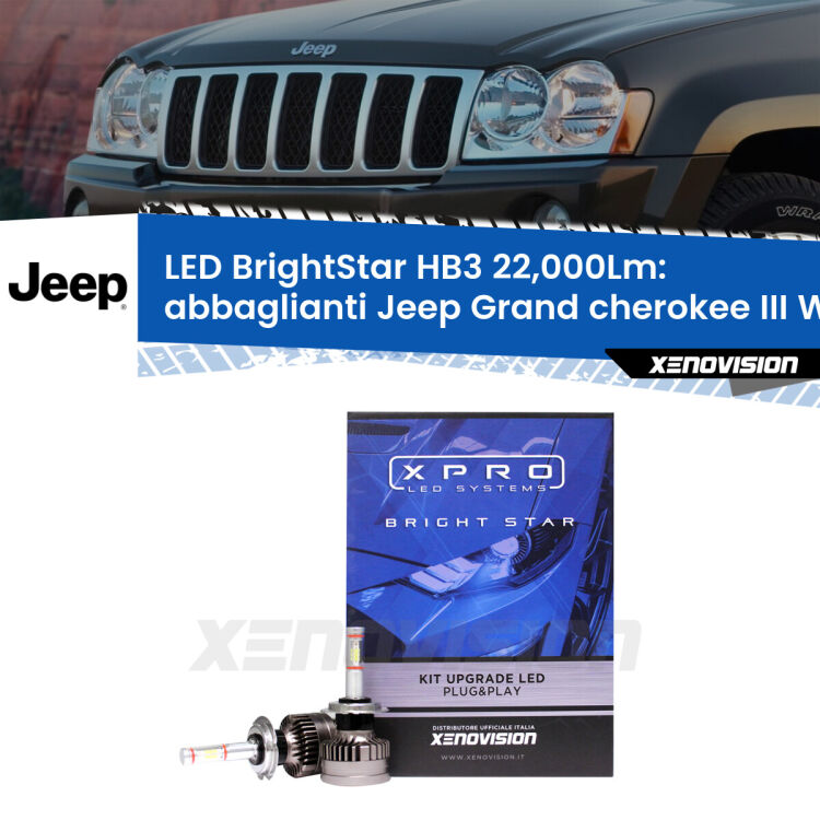 <strong>Kit LED abbaglianti per Jeep Grand cherokee III</strong> WK 2005 -2010. </strong>Due lampade Canbus HB3 Brightstar da 22,000 Lumen. Qualità Massima.