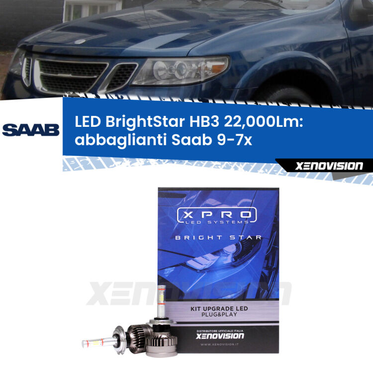 <strong>Kit LED abbaglianti per Saab 9-7x</strong>  2004 -2008. </strong>Due lampade Canbus HB3 Brightstar da 22,000 Lumen. Qualità Massima.