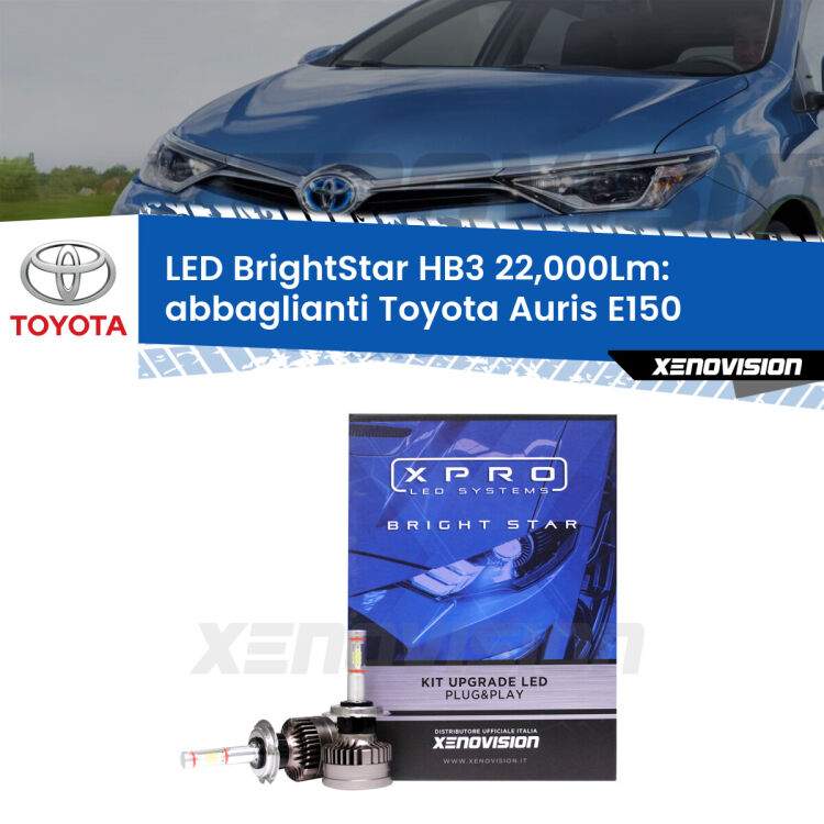 <strong>Kit LED abbaglianti per Toyota Auris</strong> E150 2006 -2012. </strong>Due lampade Canbus HB3 Brightstar da 22,000 Lumen. Qualità Massima.