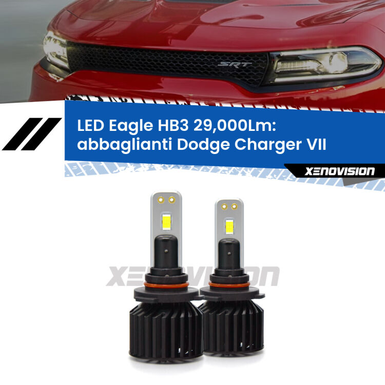 <strong>Kit abbaglianti LED specifico per Dodge Charger</strong> VII 2011 -2014. Lampade <strong>HB3</strong> Canbus da 29.000Lumen di luminosità modello Eagle Xenovision.