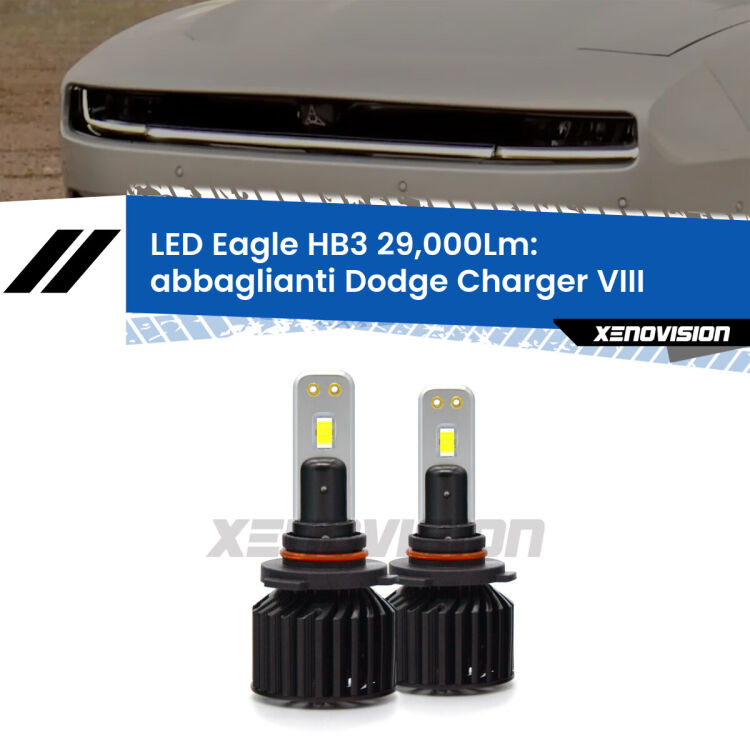 <strong>Kit abbaglianti LED specifico per Dodge Charger</strong> VIII 2024 in poi. Lampade <strong>HB3</strong> Canbus da 29.000Lumen di luminosità modello Eagle Xenovision.